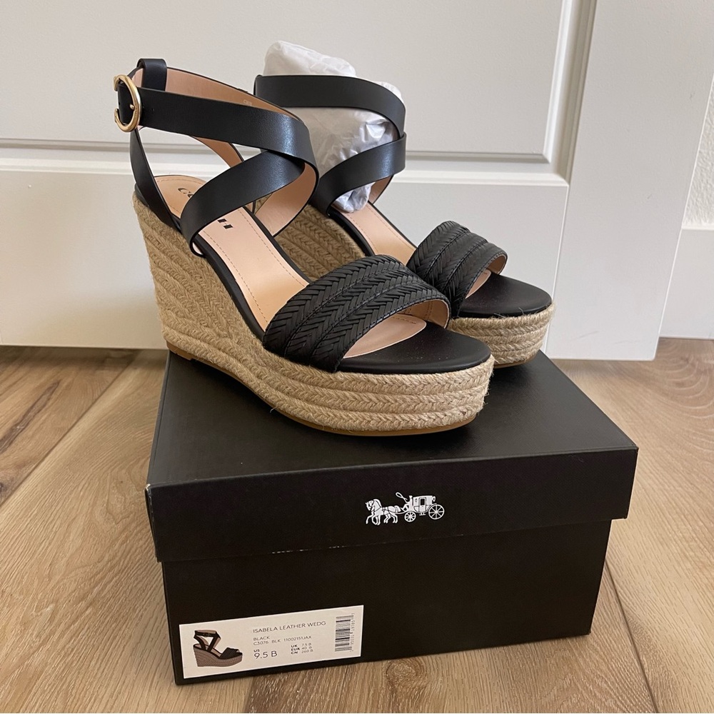Coach Black and Tan Wedge Shoes